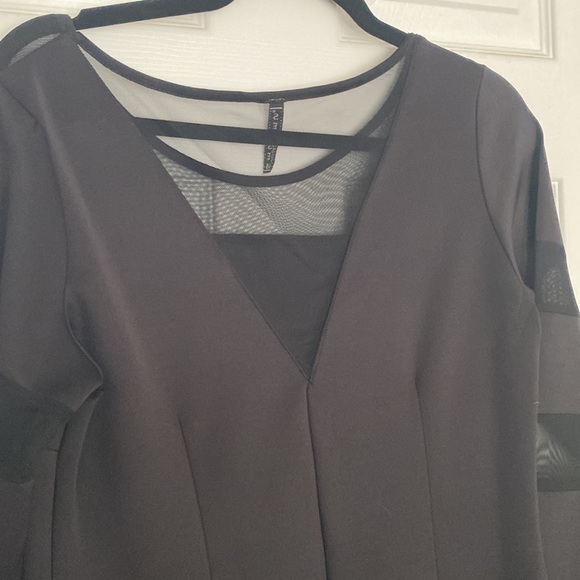 Black Mid Dress with Mesh Cut Out - Picture 5 of 5